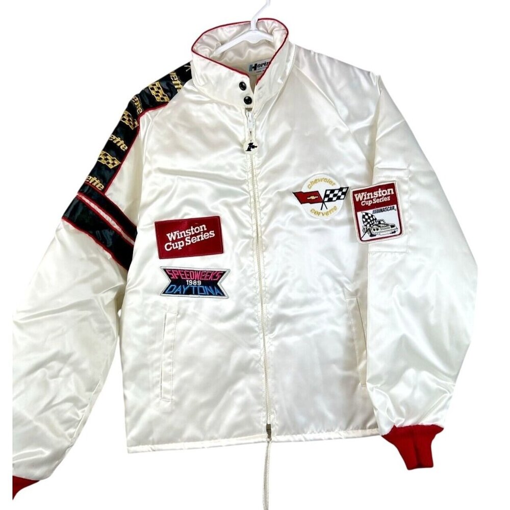 Vintage Horizon USA Jacket Chevy Corvette Winston Cup Patches Daytona 1989 Large - Picture 1 of 10